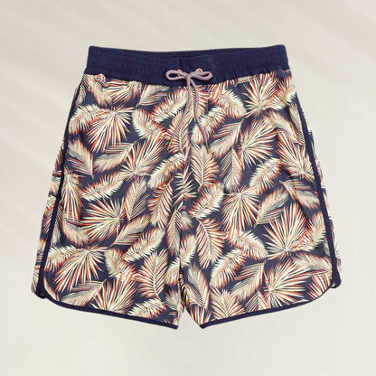 Calções de Banho Homem Maaji Palm Navy com estampa tropical e cordão ajustável para conforto