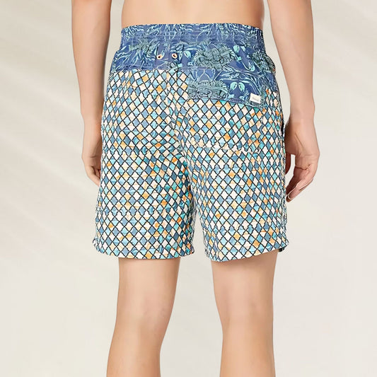 Calções de Banho Mosaic Blue da Maaji com estampa colorida e confortável para uso na praia