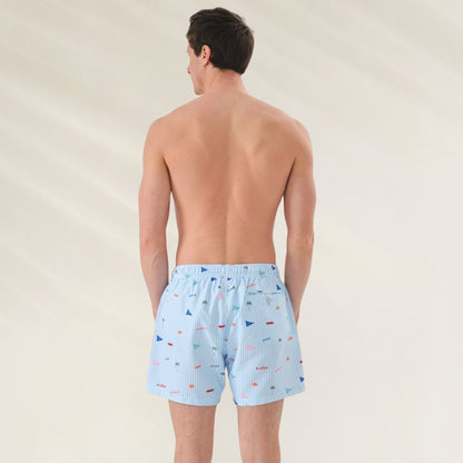 Calção de banho John Frank com estampa colorida, ideal para o verão, chamado Calções de Banho Stripes