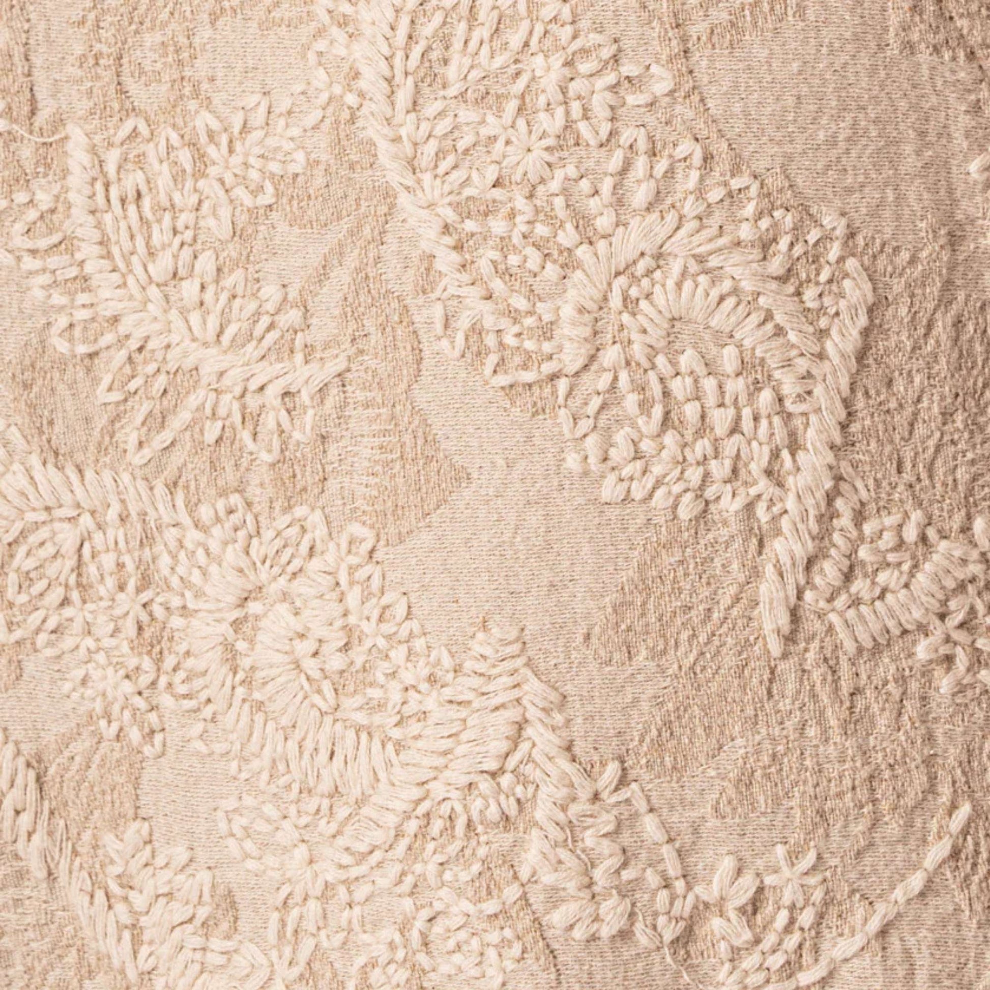 Detalhe da textura da Camiseiro Curto Garden Donut da Maaji com bordado delicado em tom neutro