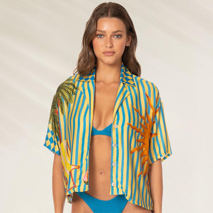 Camiseiro Tropic Camouflage Octavia da Maaji com estampa vibrante e estilo tropical