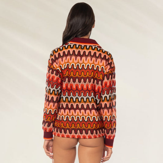Camisola Padrão Tropical Oversize Maaji com estampa colorida e design moderno para estilo descontraído