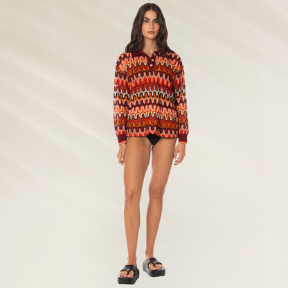 Camisola Padrão Tropical Oversize da Maaji com estampa colorida e design moderno