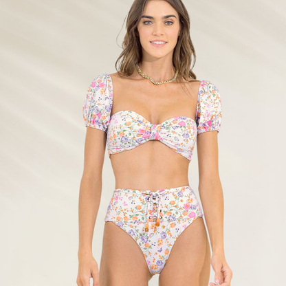 Cueca Cintura Subida de padrão floral Reversível da Maaji com estampa colorida e modelo confortável