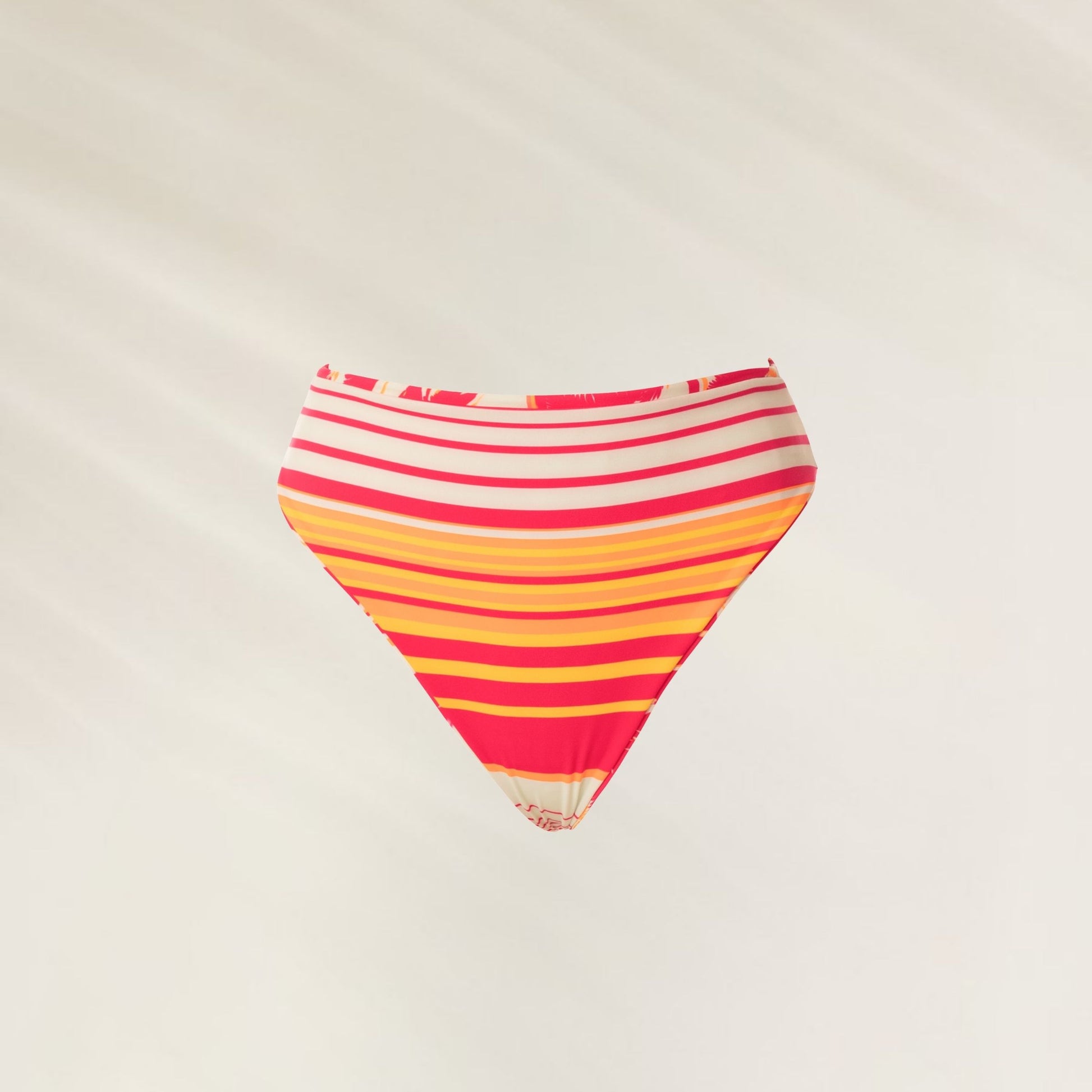 Cueca de Biquíni Alta Dreamscape Glow Sully com estampa listrada em vermelho e amarelo para estilo na praia