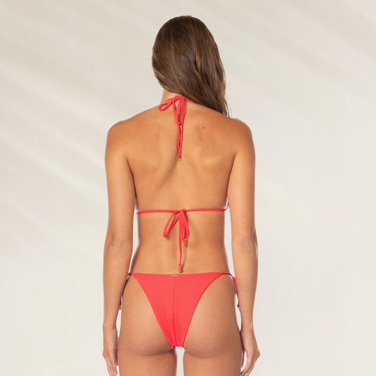 Cueca de Biquíni Laços Coral Reversível com design elegante para mulheres aproveitarem a praia com estilo