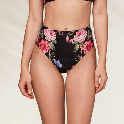 Cueca de Biquíni Phillip Blom com estampa floral vibrante e cintura alta para conforto e estilo na praia