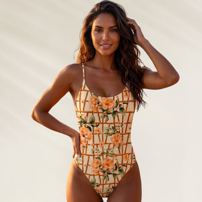 Fato de Banho Cami Alma com estampa floral em tons quentes para um visual verão elegante