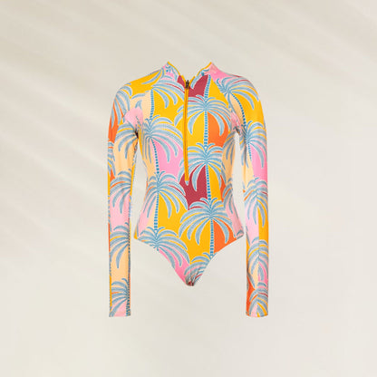 Fato de Banho Jungle Whisper Eos com estampa tropical de palmeiras em cores vibrantes