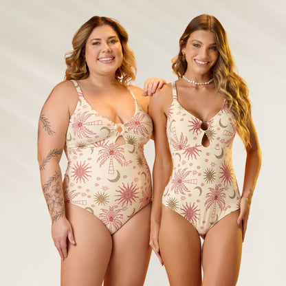 Fato de Banho Sonhos de Verão em estilo de duas peças com estampas tropicais e design confortável