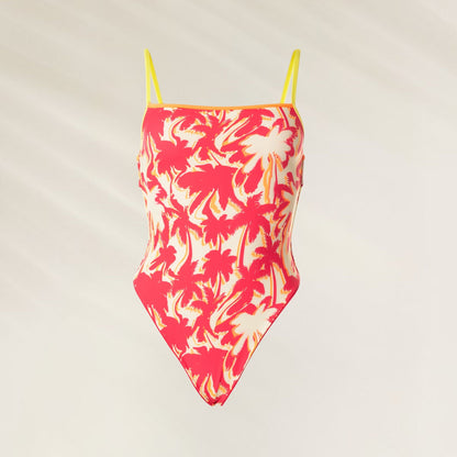 Fato de Banho Sundazed Genova com estampa tropical em tons vibrantes e alças amarelas