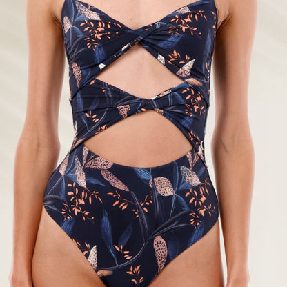 Fato de Banho Wild Foliage Wavelet da Malai com estampa floral e recortes laterais elegantes