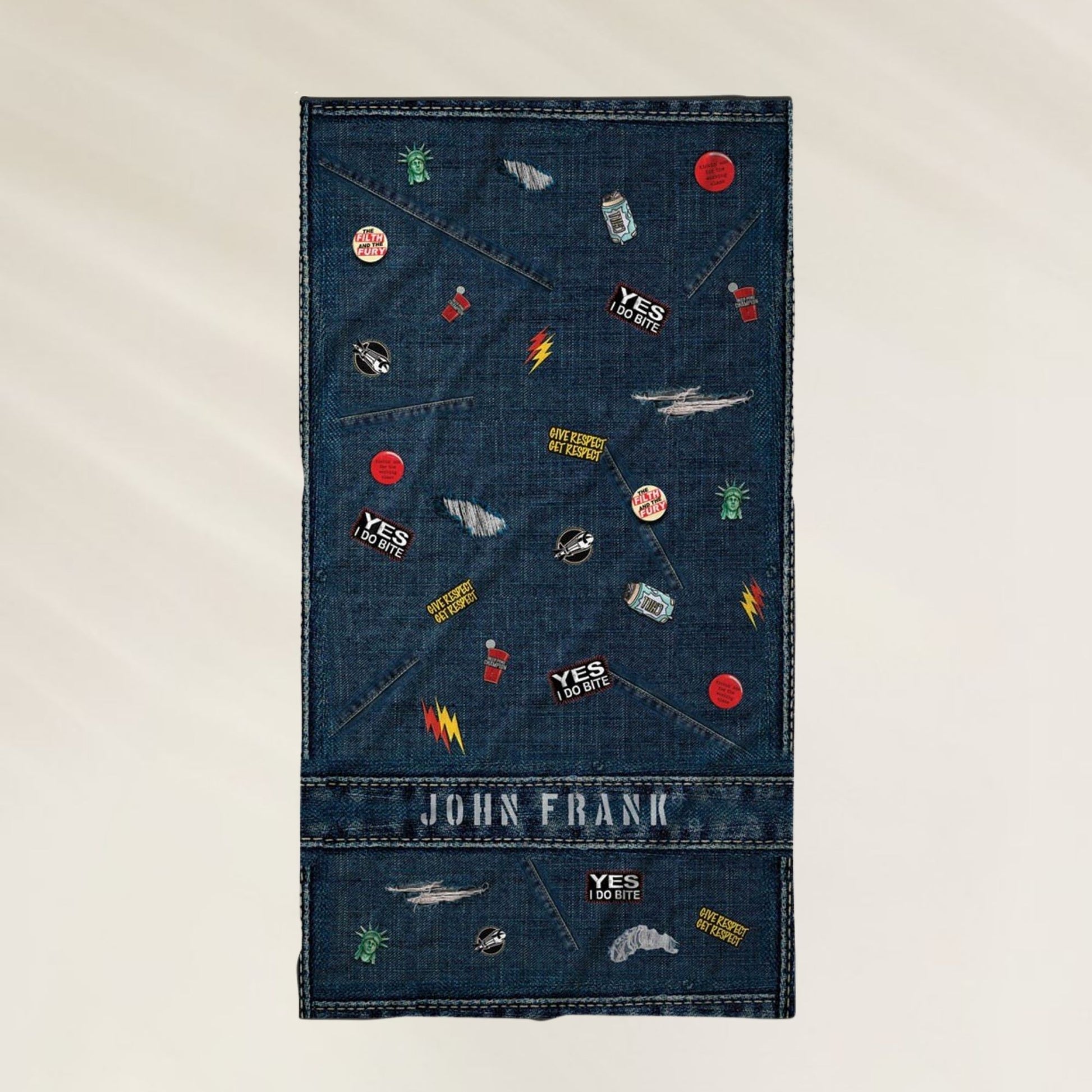 Toalha de Praia Ripped John Frank com Estampa Colorida e Estilo Jeans para Dias de Sol