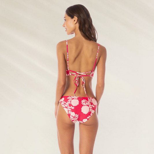 Cueca reversível Maaji - Candy Flowery Flirt com estampa floral e alças reguláveis para conforto na praia