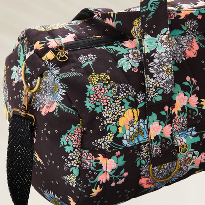 Saco Fim-de-Semana Acolchoado Maaji com estampa floral colorida e alça preta destacada