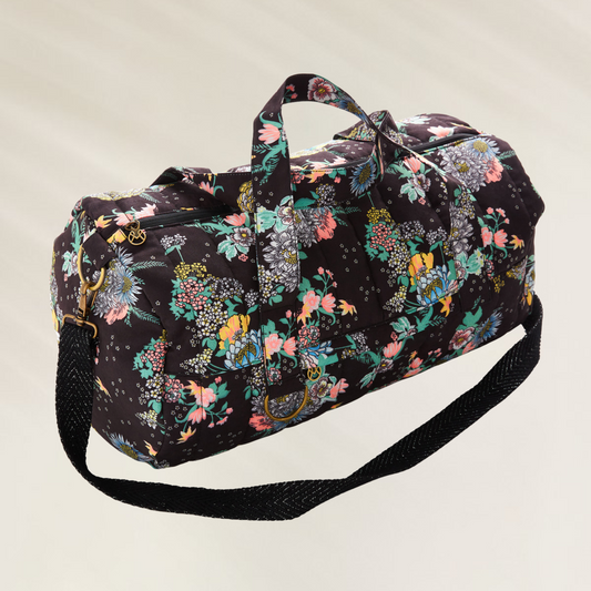 Saco Fim-de-Semana Acolchoado Maaji estampado floral com alça longa preta ajustável