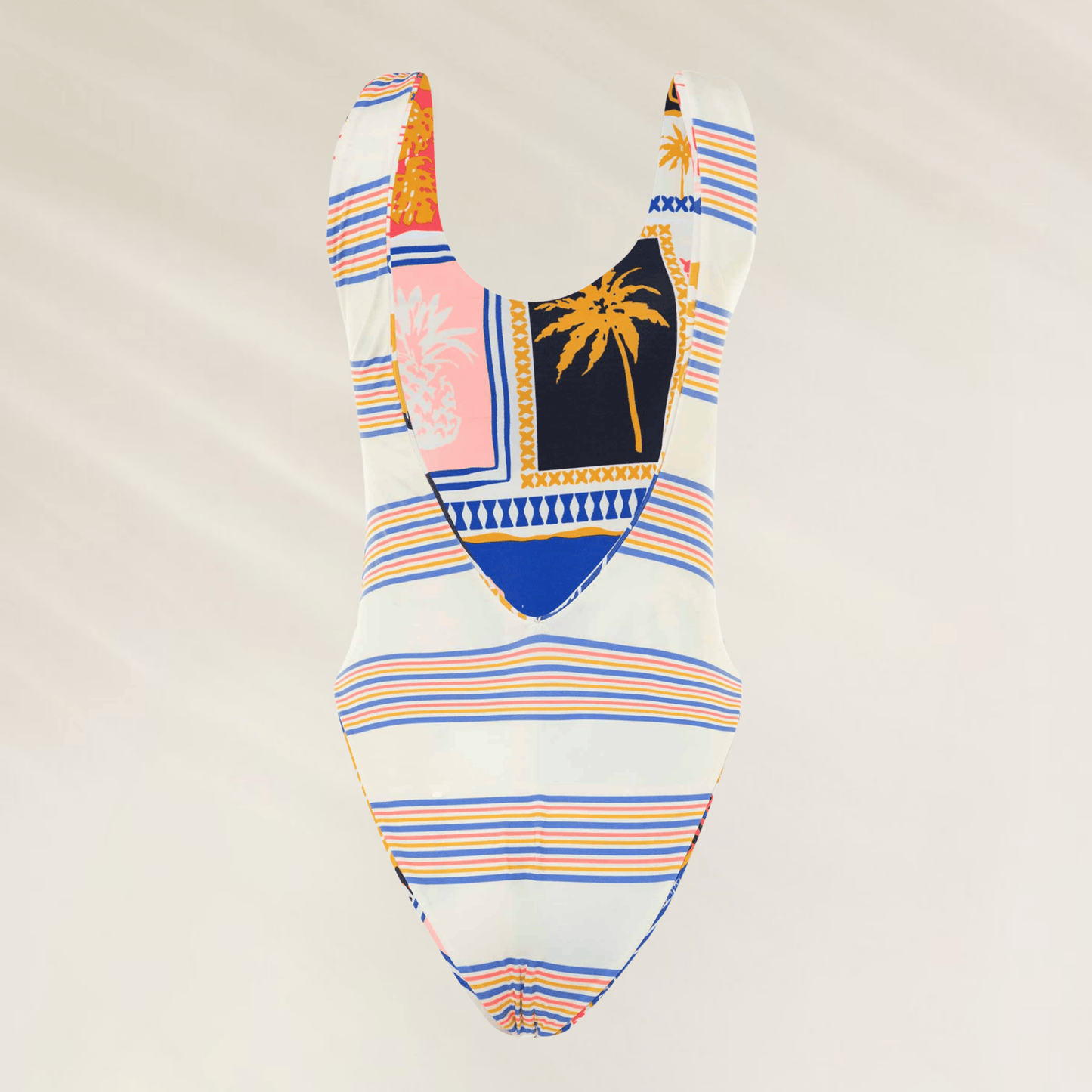 Fato de banho Maaji com estampas vibrantes de palmeiras e linhas coloridas para dias de praia