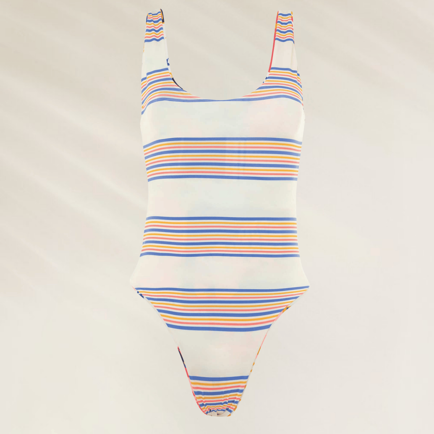 Fato de banho Maaji com listras coloridas em tons vibrantes, ideal para dias de piscina