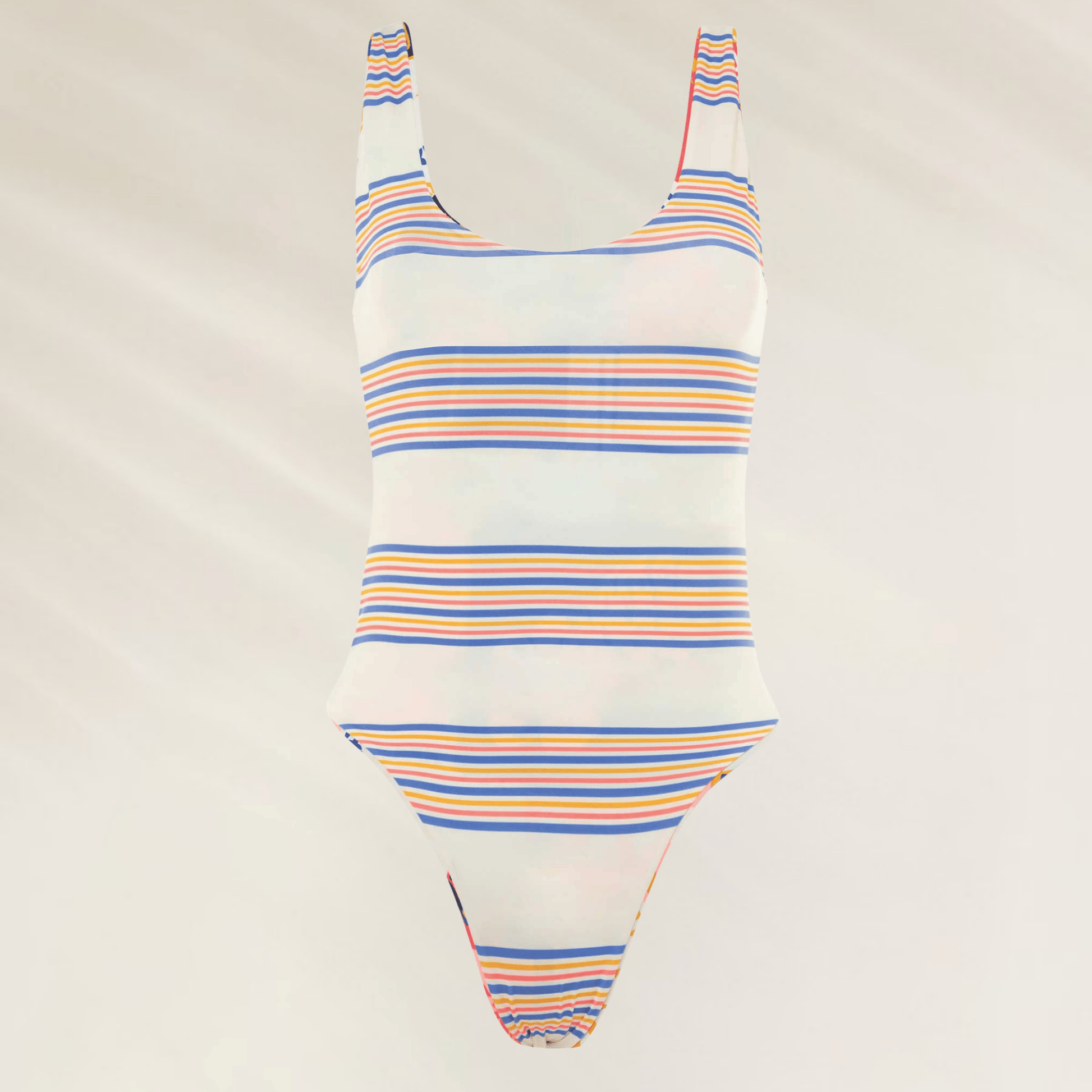 Fato de banho Maaji com listras coloridas em tons vibrantes, ideal para dias de piscina