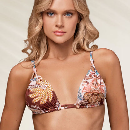 Haut de maillot de bain brodé floral