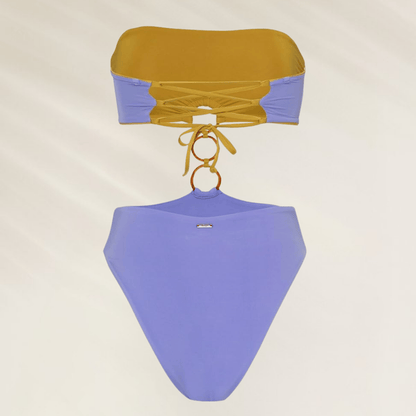 Triquíni Maaji azul com estampa vibrante e detalhes modernos para verão estiloso