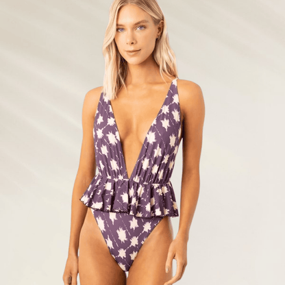 Fato de Banho Maaji com estampa colorida e detalhamento de amarração nas costas