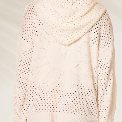 Blusa Maaji Pull Over Coconut Milk Cleeo com capuz e design vazado para dias descontraídos