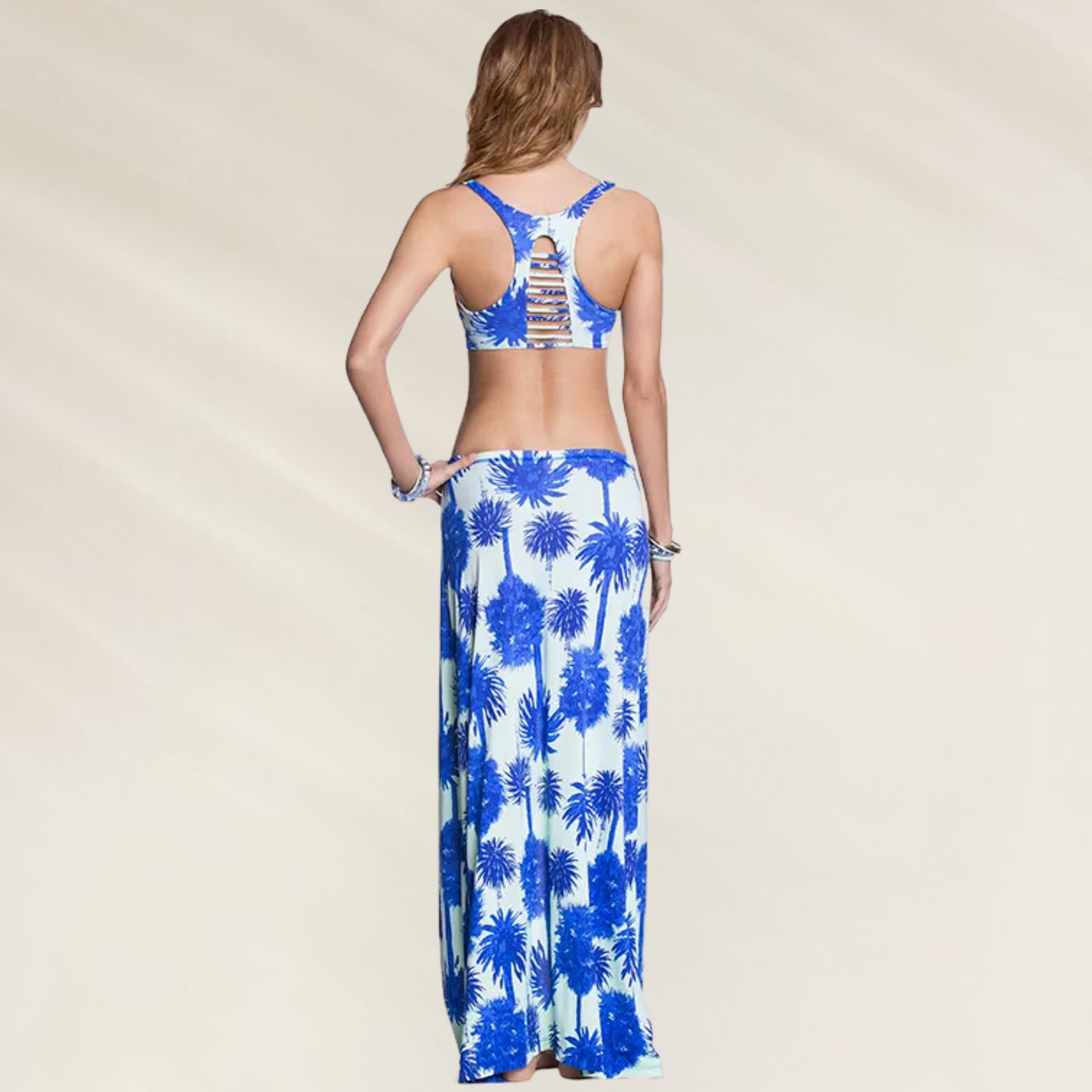 Saia Longa Blue Lagoon da Maaji com estampa tropical e design elegante para o verão