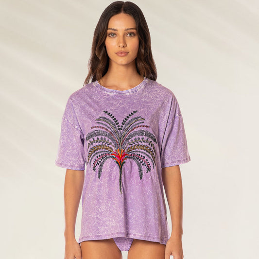T-Shirt Lavender Azalea da Maaji com estampa floral vibrante em tons de lavanda
