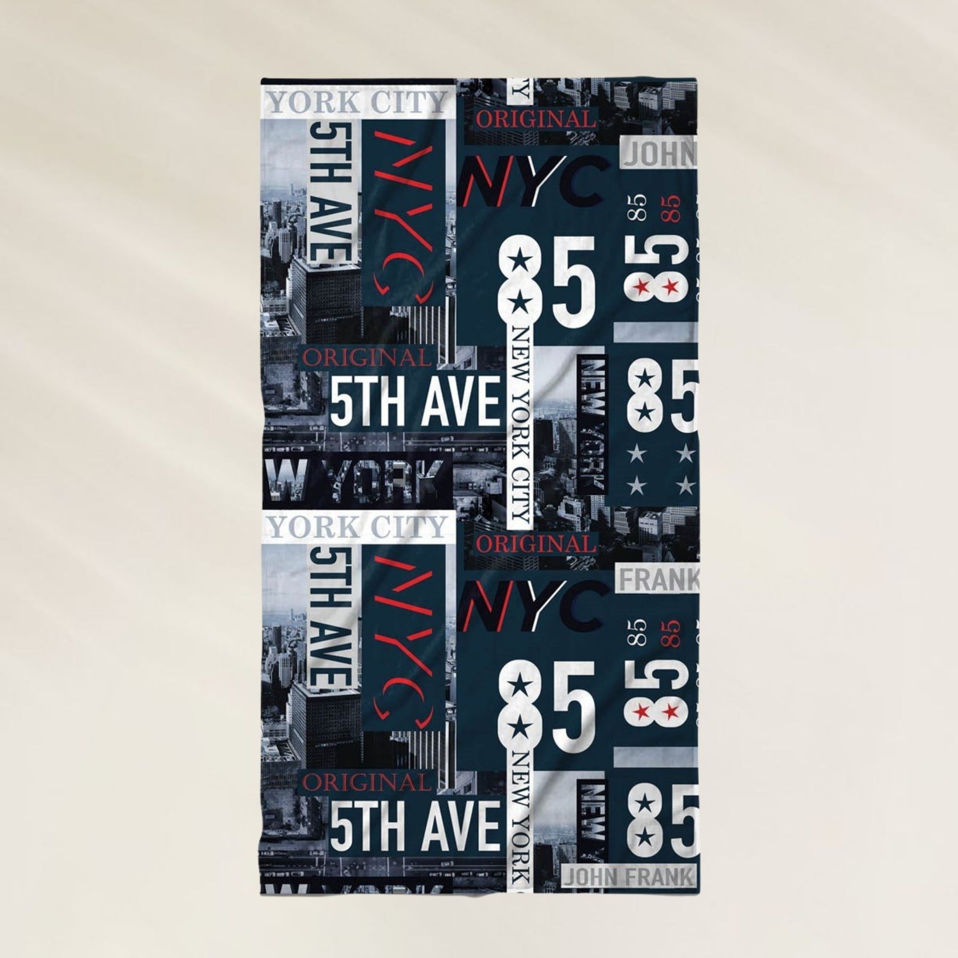 Toalha de Praia Johny com estampa de Nova York e design moderno para dias de sol