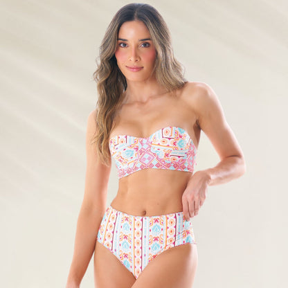 Top Bandeau com Armação Estampado da Phax, ideal para banho e praia com estampa colorida e elegante