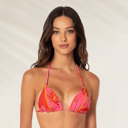 Top de Biquíni Balmy Reversível da Maaji em tons vibrantes de rosa e laranja, ideal para o verão