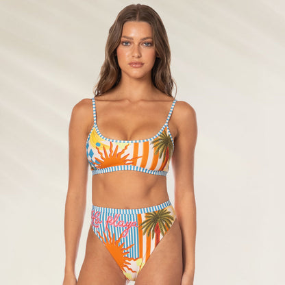 Top de Biquíni Beach Static Lane da marca Maaji em cores vibrantes com estampa tropical.