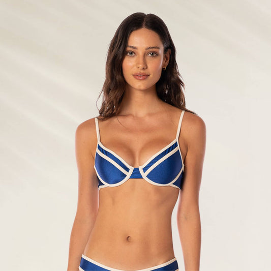 Top de Biquíni Karl Azul com Pespontos em estilo moderno e ajuste confortável