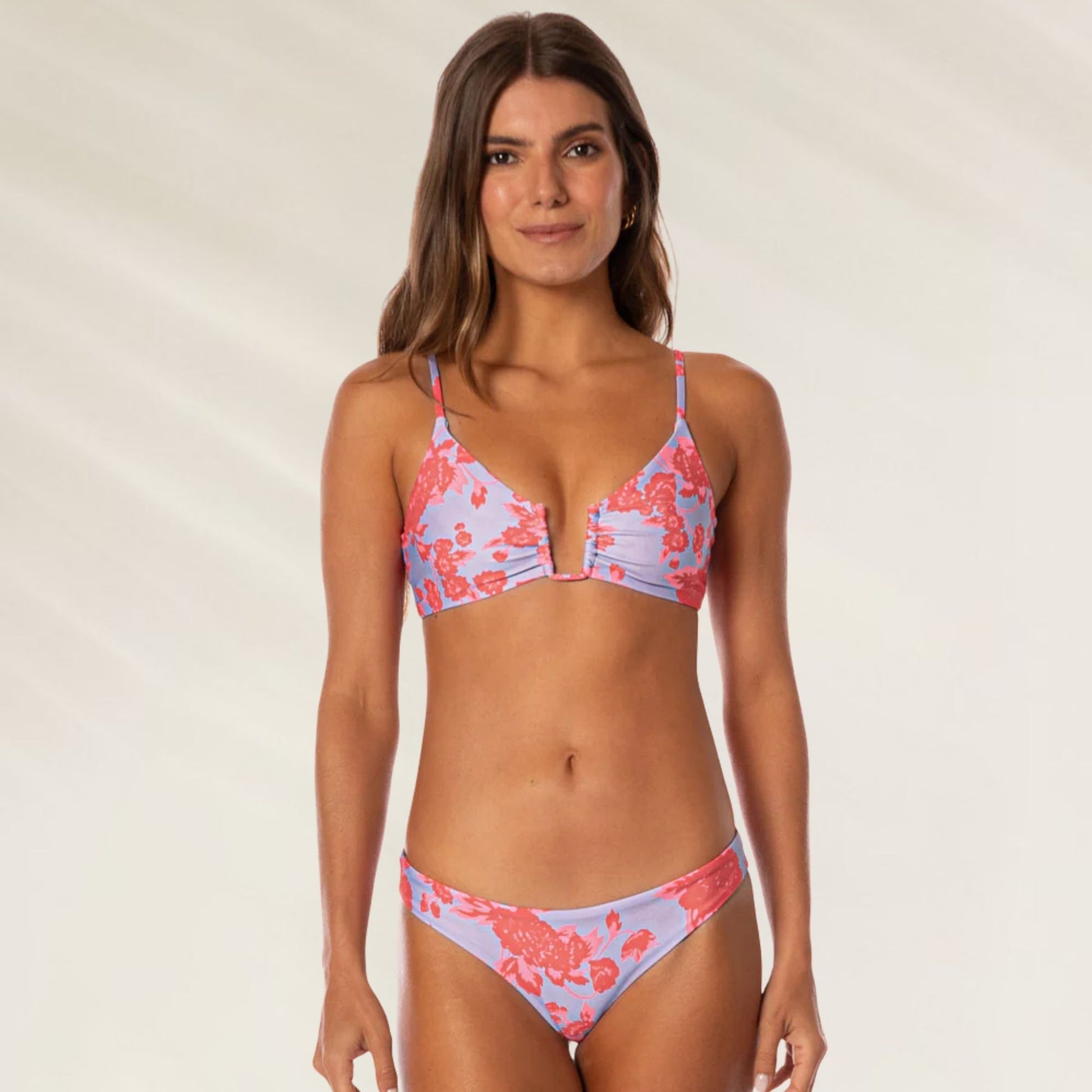 Top de Biquíni Lavender Dream Bia da Maaji com estampa floral vibrante e alças ajustáveis