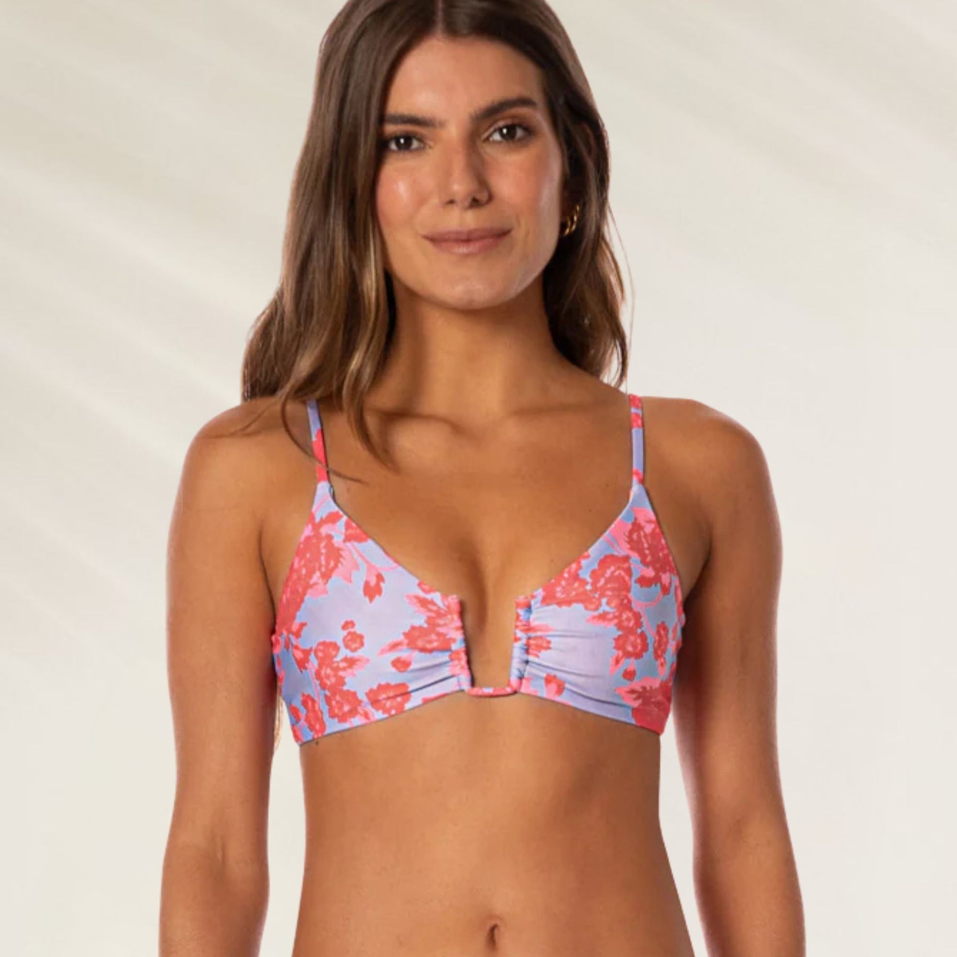 Top de Biquíni Lavender Dream Bia da Maaji com estampa floral vibrante e alças ajustáveis.