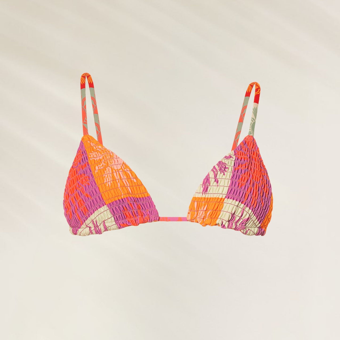 Top de Biquíni Patch Play Zen da Maaji em tons vibrantes de laranja e rosa