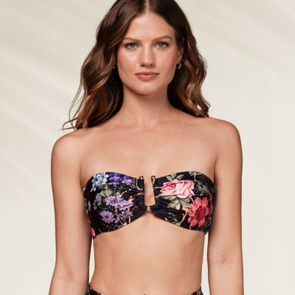 Top de Biquíni Phillip Blom com estampa floral vibrante e detalhe em fechamento frontal