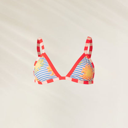 Top de Biquíni Reversível Awake In Light com estampa colorida e listras, ideal para o verão