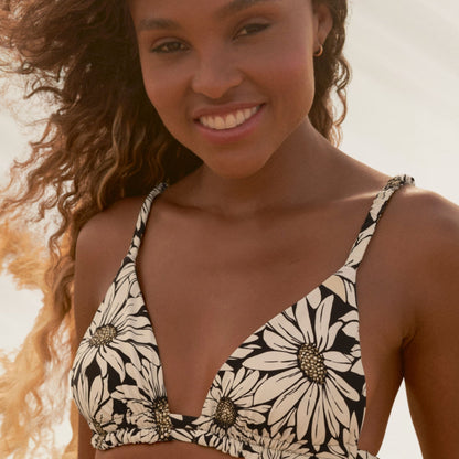Top de Biquíni Reversível Hazel Floral com estampa de flores e alças ajustáveis para um look de verão
