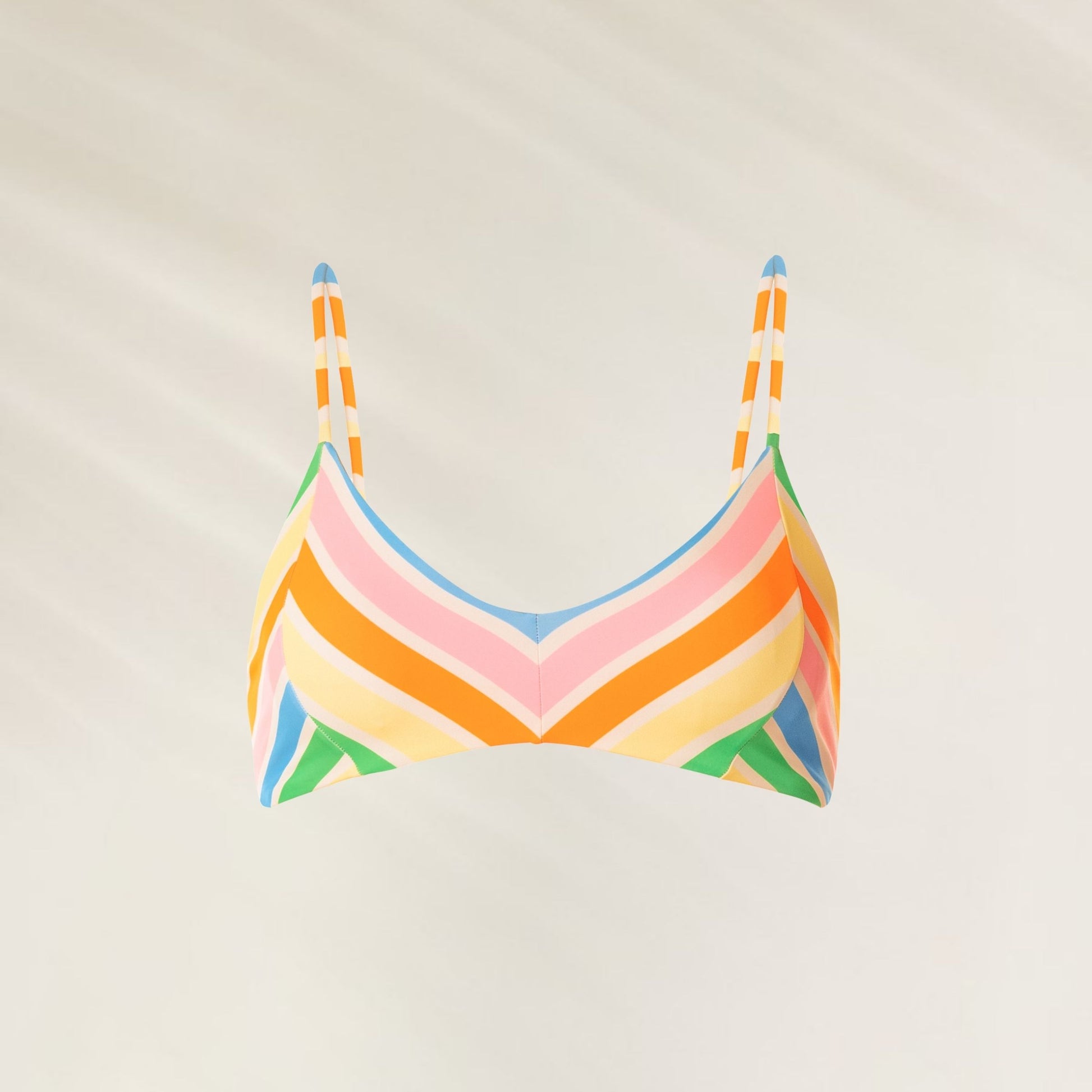 Top de Biquíni Reversível Rhythmic Lines da Maaji com estampa colorida em linhas onduladas