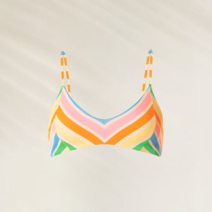 Top de Biquíni Reversível Rhythmic Lines da Maaji com estampa colorida em linhas onduladas