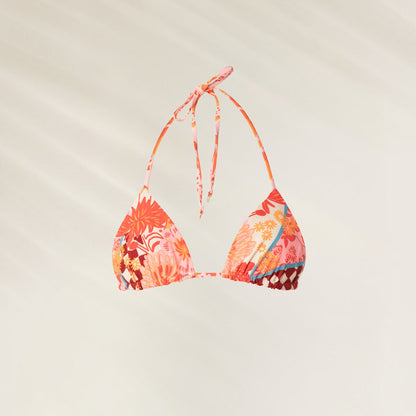 Top triângulo Reversível Cosmic Tropic Balmy da Maaji em tons vibrantes de rosa e laranja