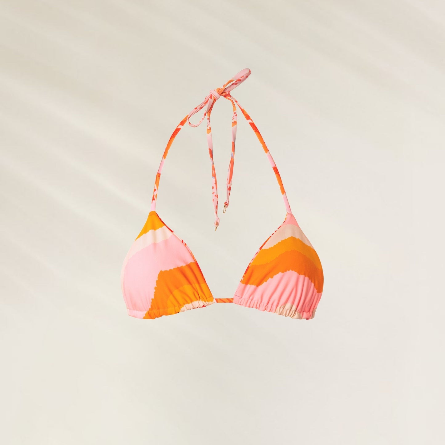 Top triângulo Reversível Cosmic Tropic Balmy em tons de rosa e laranja para banho de sol com estilo