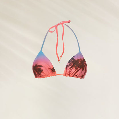 Top de biquíni Top Triângulo Reversível Peach Drift com estampas vibrantes e tiras ajustáveis