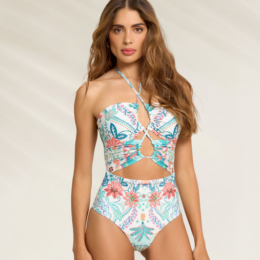 Triquíni Recortes Frontais Oasis da Cosita Linda com estampa floral vibrante e design elegante