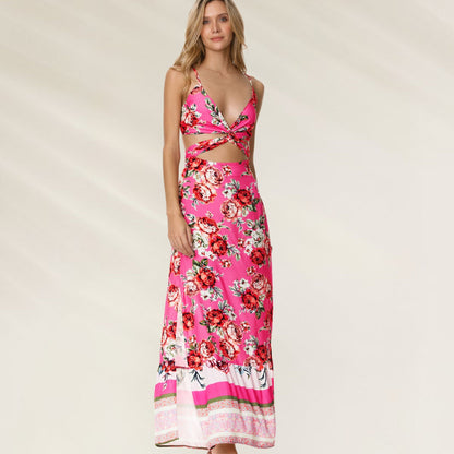 Vestido Comprido com Dupla Forma de Uso da Maaji em estampa floral vibrante e corte elegante