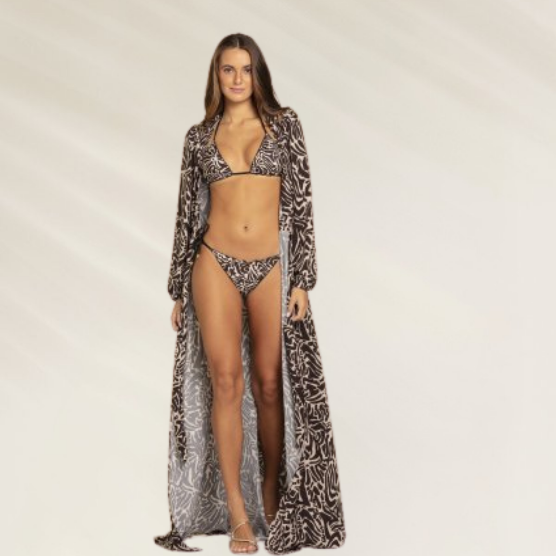 Vestido Comprido Ébano da Mystical com estampa elegante, ideal para ocasiões casuais e festivais de verão