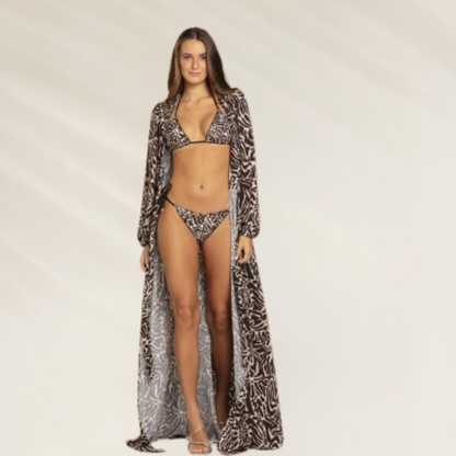 Vestido Comprido Ébano da Mystical com estampa elegante, ideal para ocasiões casuais e festivais de verão