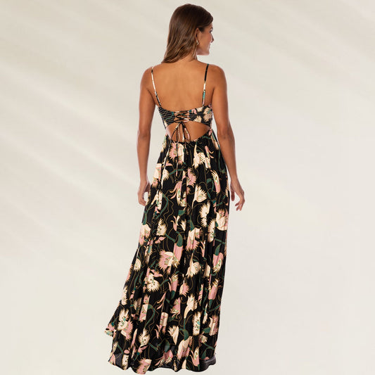 Vestido Longo Floral Dream da Maaji com detalhes nas costas e estampa vibrante de flores
